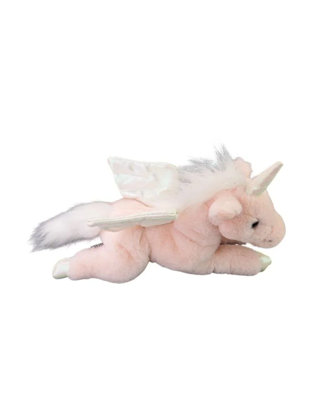 FAO Schwarz Pink Plush Unicorn Pegasus Stuffed Animal Iridescent Horn Wings 14